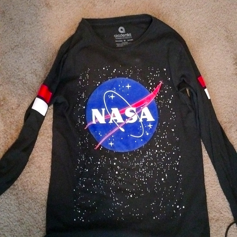 Long sleeve glow in the dark NASA. t-shirt